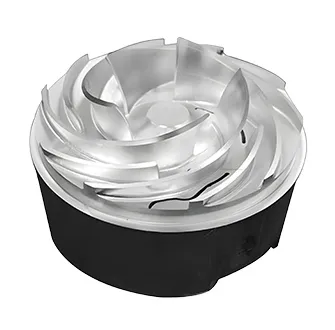 Finished aerospace turbine blade with complex freeform surfaces machined on a 5-axis mill